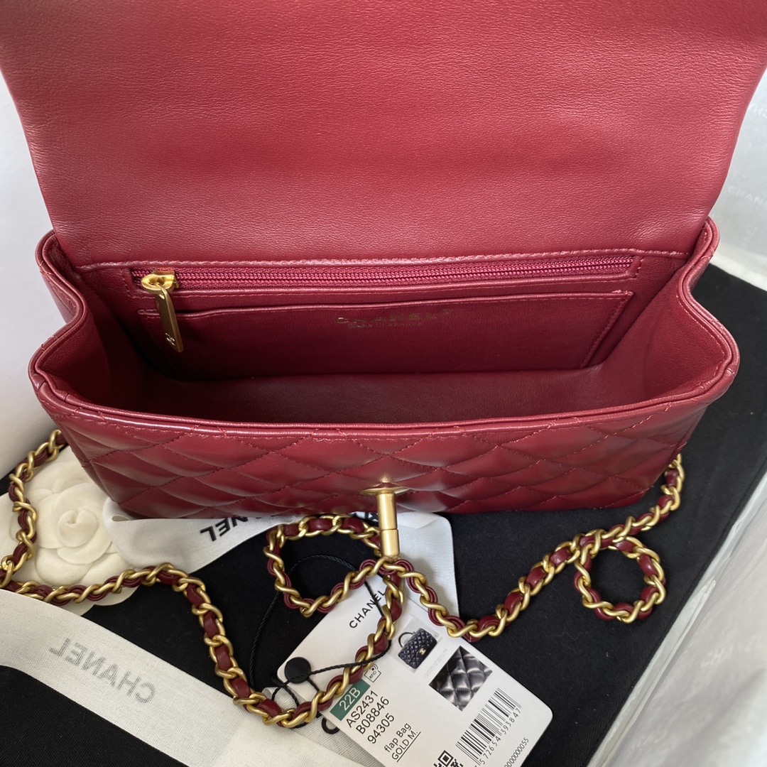 Small Classic Flap Lambskin Handbag Shoulder Bag AS2431 Burgundy